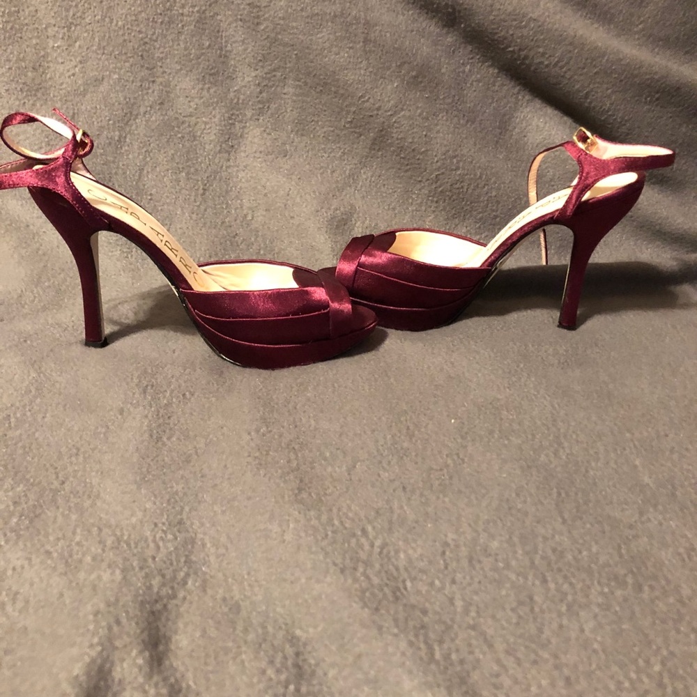 Satin Mulberry heels.